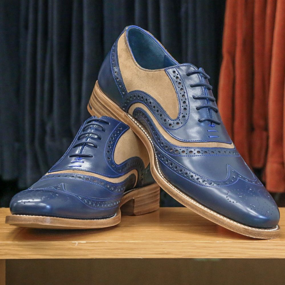 Barker Creative Collection Navy Calf/Snuff Suede McClean Shoes