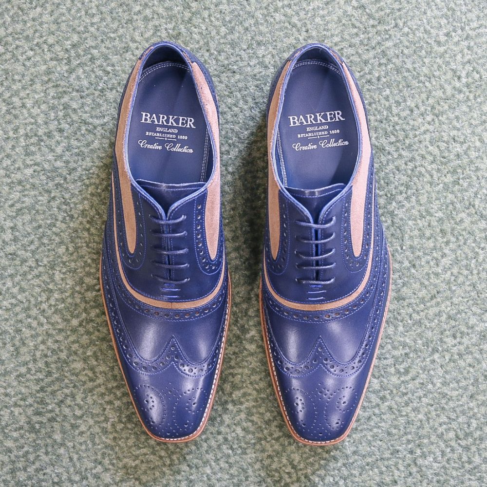 Barker Creative Collection Navy Calf/Snuff Suede McClean Shoes - Image 2