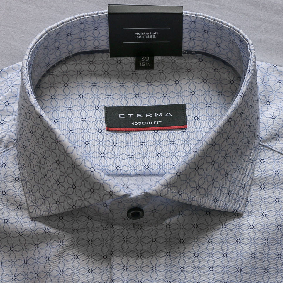 Eterna Modern Fit Formal Shirt - Blue Print - County Clothes | Blusenshirts