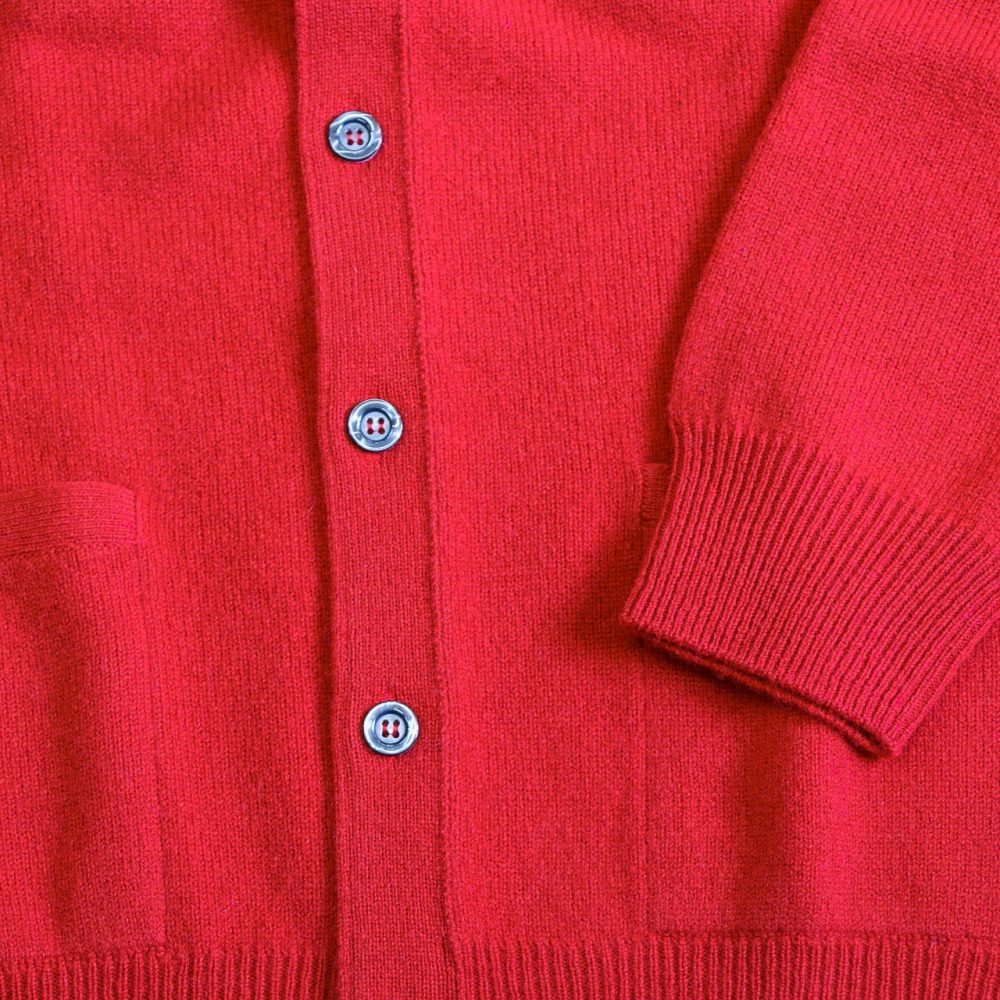 Alan Paine 100% Lambswool Cornwall Saddle Shoulder Vee Cardigan - Red - Image 2