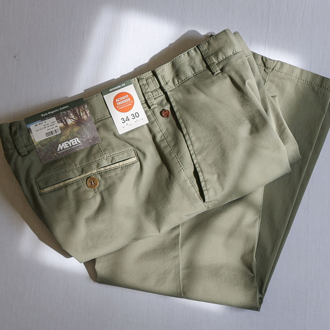 Meyer Pure Organic Cotton Modern Fit Trousers – Olive - County Clothes
