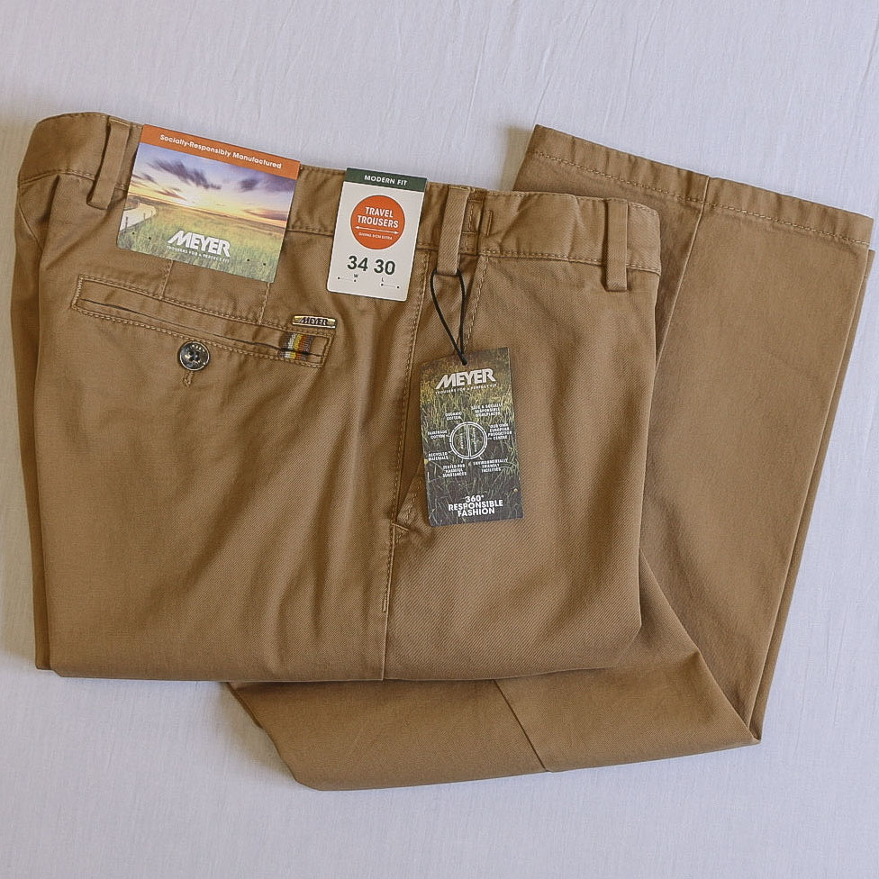 Meyer Pure Organic Cotton Modern Fit Trousers Camel County Clothes